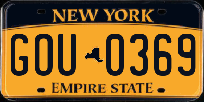 NY license plate GOU0369