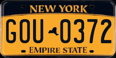 NY license plate GOU0372