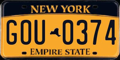 NY license plate GOU0374
