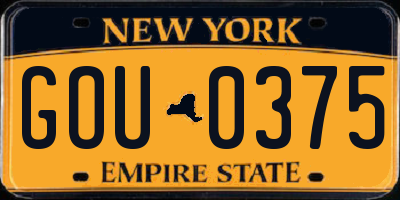 NY license plate GOU0375