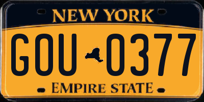 NY license plate GOU0377