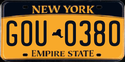 NY license plate GOU0380