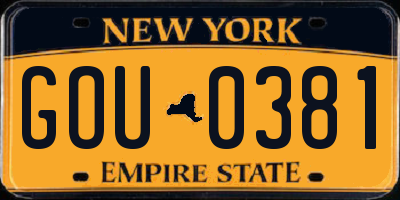 NY license plate GOU0381