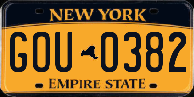 NY license plate GOU0382