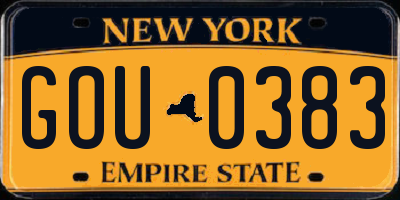 NY license plate GOU0383