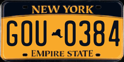 NY license plate GOU0384