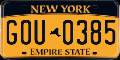 NY license plate GOU0385