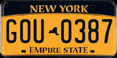 NY license plate GOU0387
