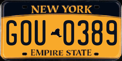 NY license plate GOU0389