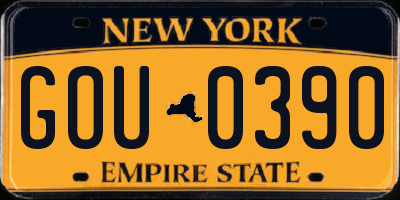 NY license plate GOU0390