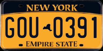 NY license plate GOU0391