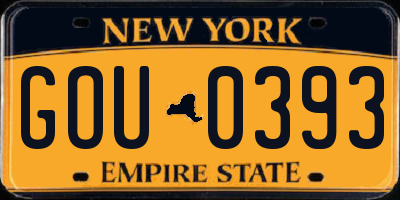 NY license plate GOU0393
