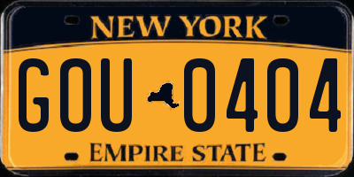 NY license plate GOU0404