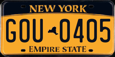 NY license plate GOU0405