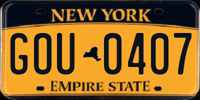 NY license plate GOU0407