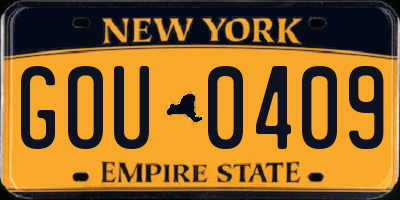 NY license plate GOU0409