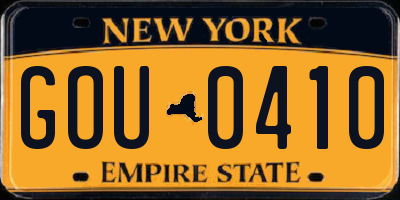 NY license plate GOU0410