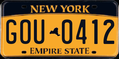 NY license plate GOU0412