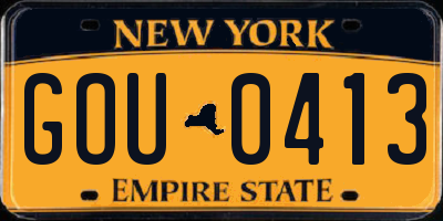 NY license plate GOU0413