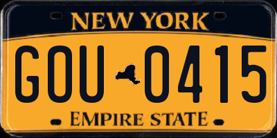 NY license plate GOU0415