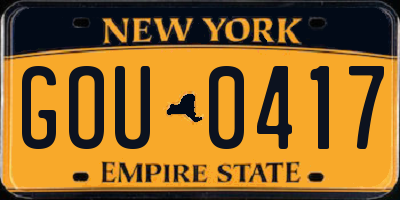 NY license plate GOU0417