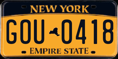 NY license plate GOU0418