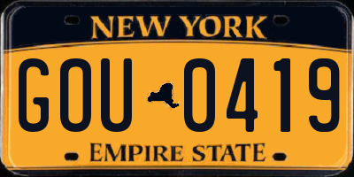NY license plate GOU0419