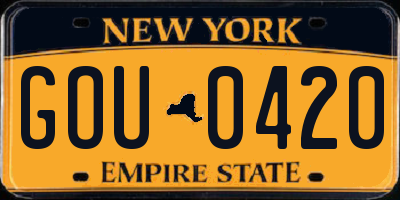 NY license plate GOU0420