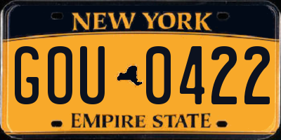 NY license plate GOU0422