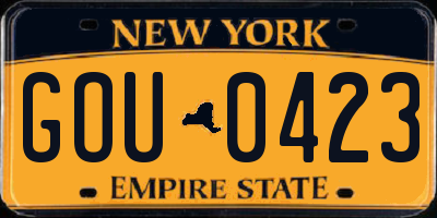 NY license plate GOU0423