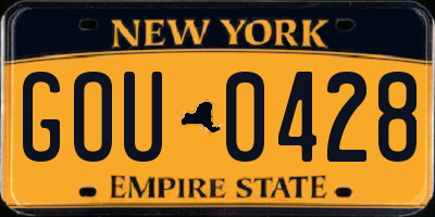 NY license plate GOU0428