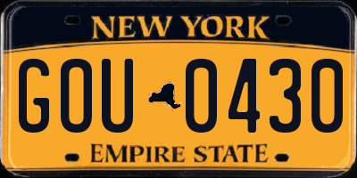 NY license plate GOU0430