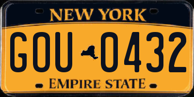 NY license plate GOU0432