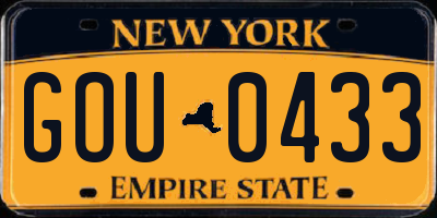 NY license plate GOU0433