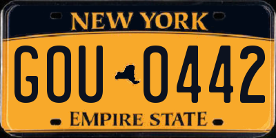 NY license plate GOU0442