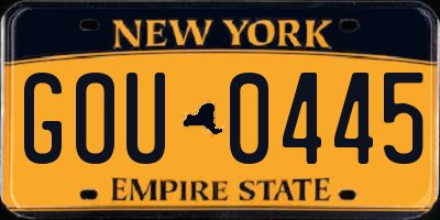 NY license plate GOU0445