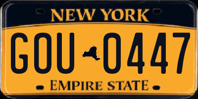 NY license plate GOU0447