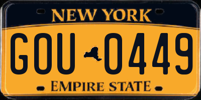 NY license plate GOU0449