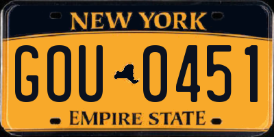 NY license plate GOU0451