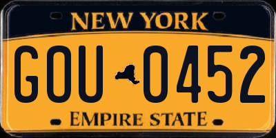 NY license plate GOU0452