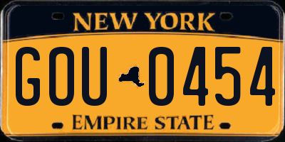NY license plate GOU0454