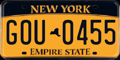 NY license plate GOU0455