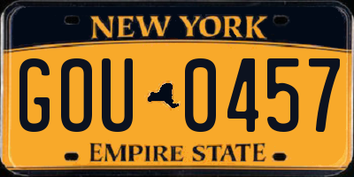 NY license plate GOU0457