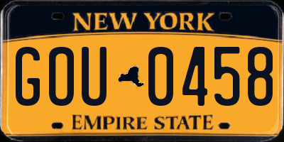 NY license plate GOU0458