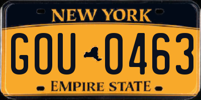 NY license plate GOU0463