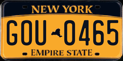 NY license plate GOU0465
