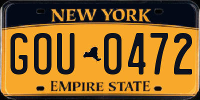 NY license plate GOU0472