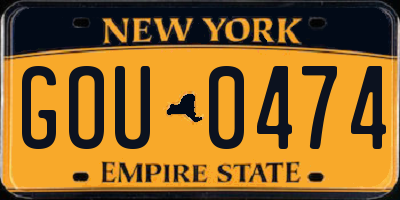 NY license plate GOU0474
