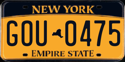 NY license plate GOU0475