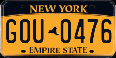 NY license plate GOU0476